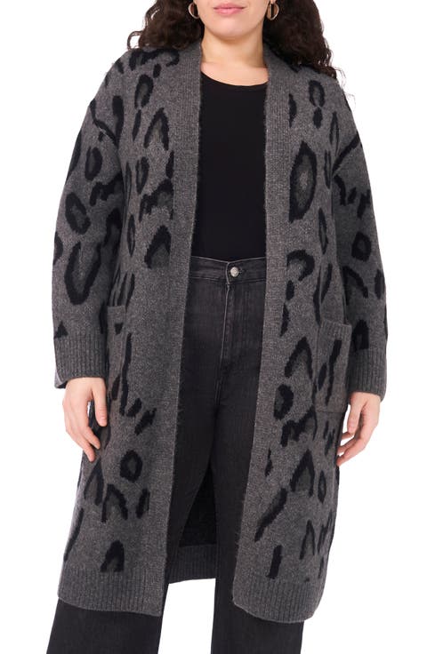 Animal Jacquard Longline Cardigan (Plus)