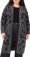 Vince Camuto Animal Jacquard Longline Cardigan