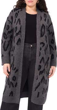 Vince Camuto Animal Jacquard Longline Cardigan