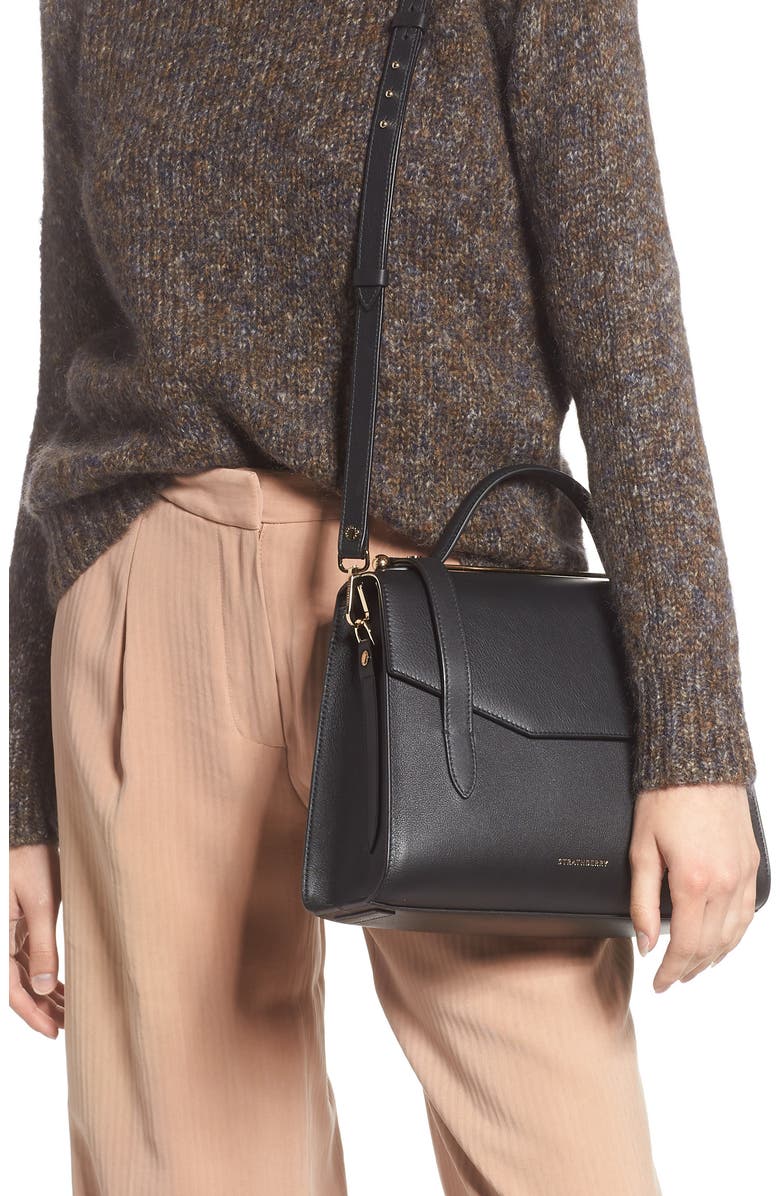 Strathberry Midi Allegro Calfskin Leather Satchel, Alternate, color,