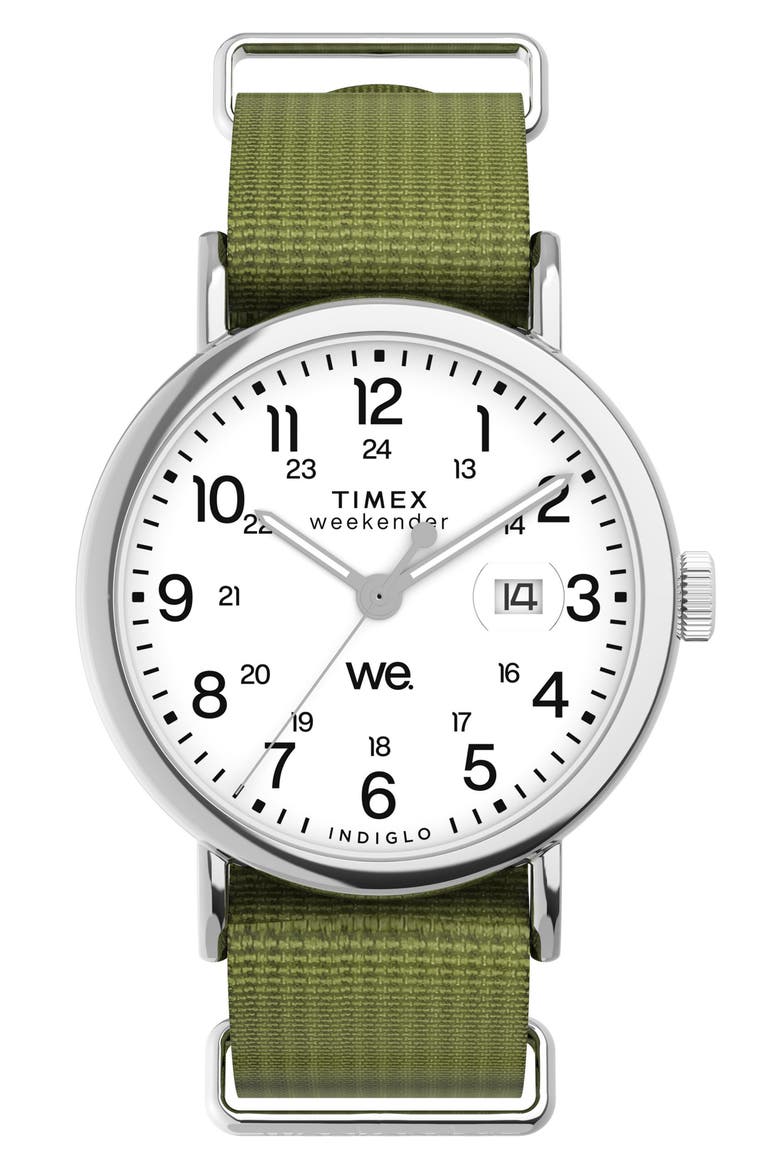 Weekender Canvas Strap Watch, 37mm, Main, color, GREEN