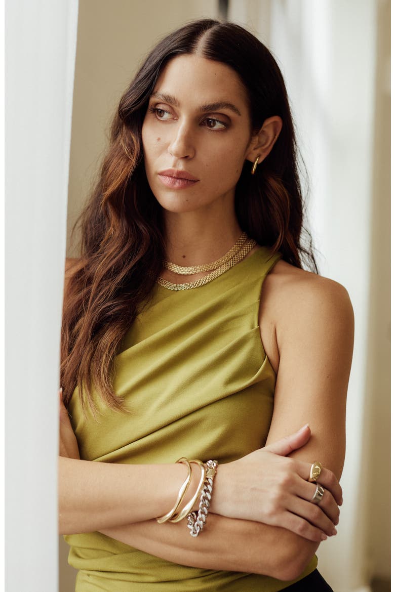 Two-Tone Flat Curb Chain Bracelet, Alternate, color, RHODIUM- GOLD