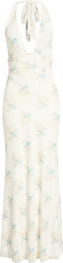 AFRM Anja Floral Print Halter Maxi Dress