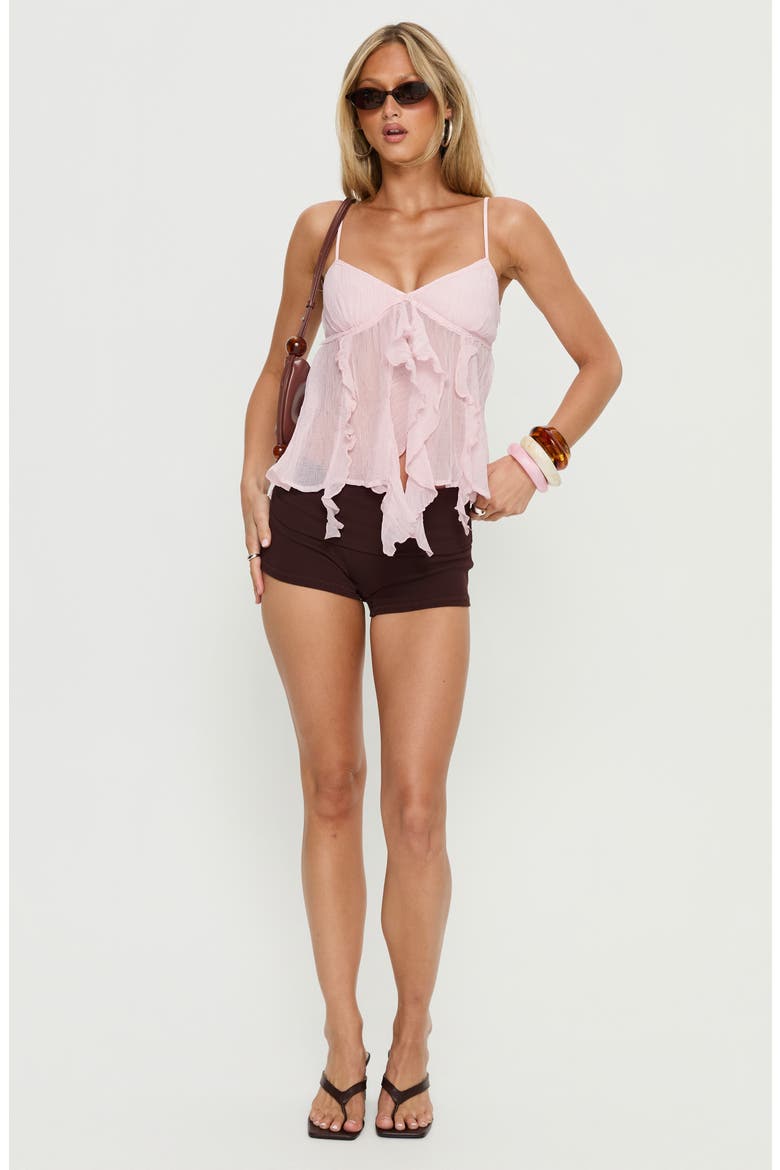Christelle Sheer Ruffle Camisole, Alternate, color, PINK