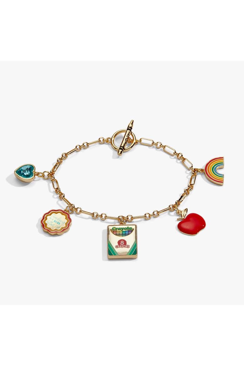 Crayola 'Teaching Is A Work Of Heart' Toggle Bracelet, Main, color, Gold