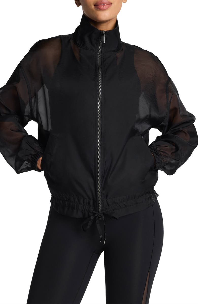 SPANX<sup>®</sup> GM Sheer Full Zip Jacket, Main, color, Very Black