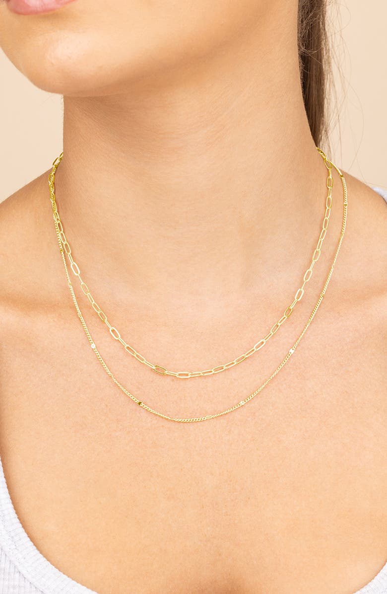 Sterling Forever Evelina Layered Chain Necklace, Alternate, color, Gold