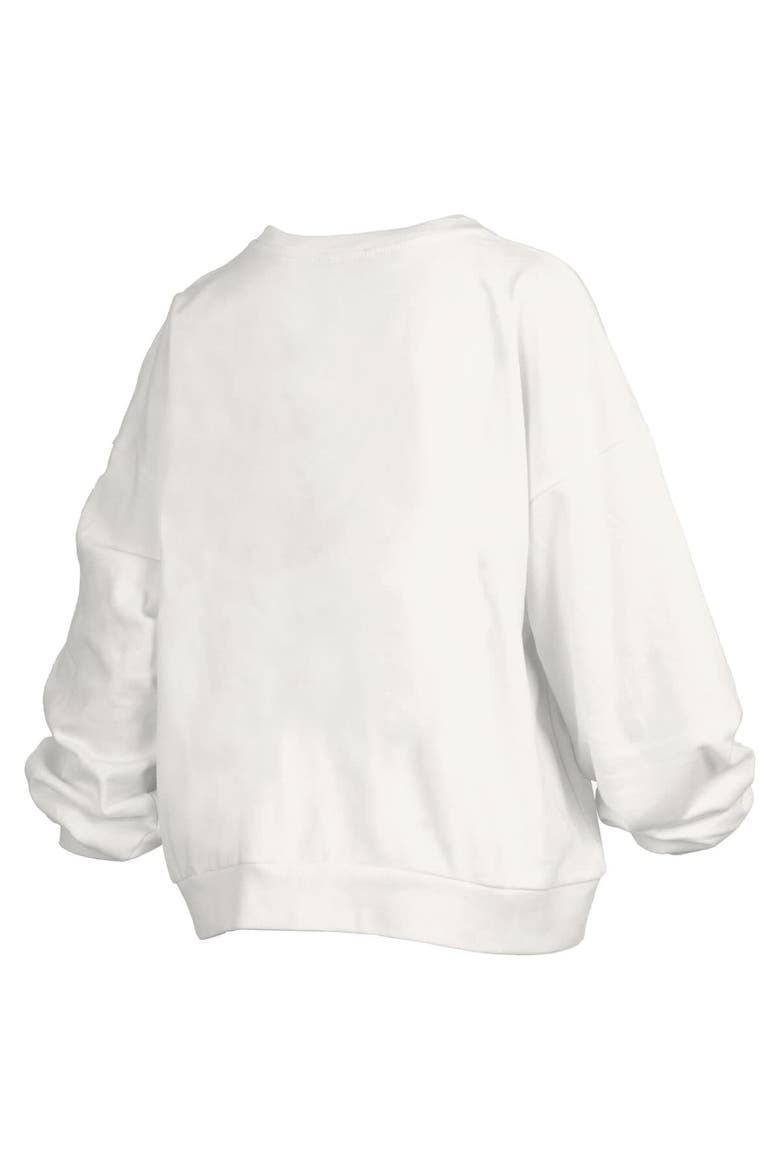 Women's Pressbox White Washington State Cougars Oversized Janice Retro Waist-Length Pullover Sweatshirt, Alternate, color, White