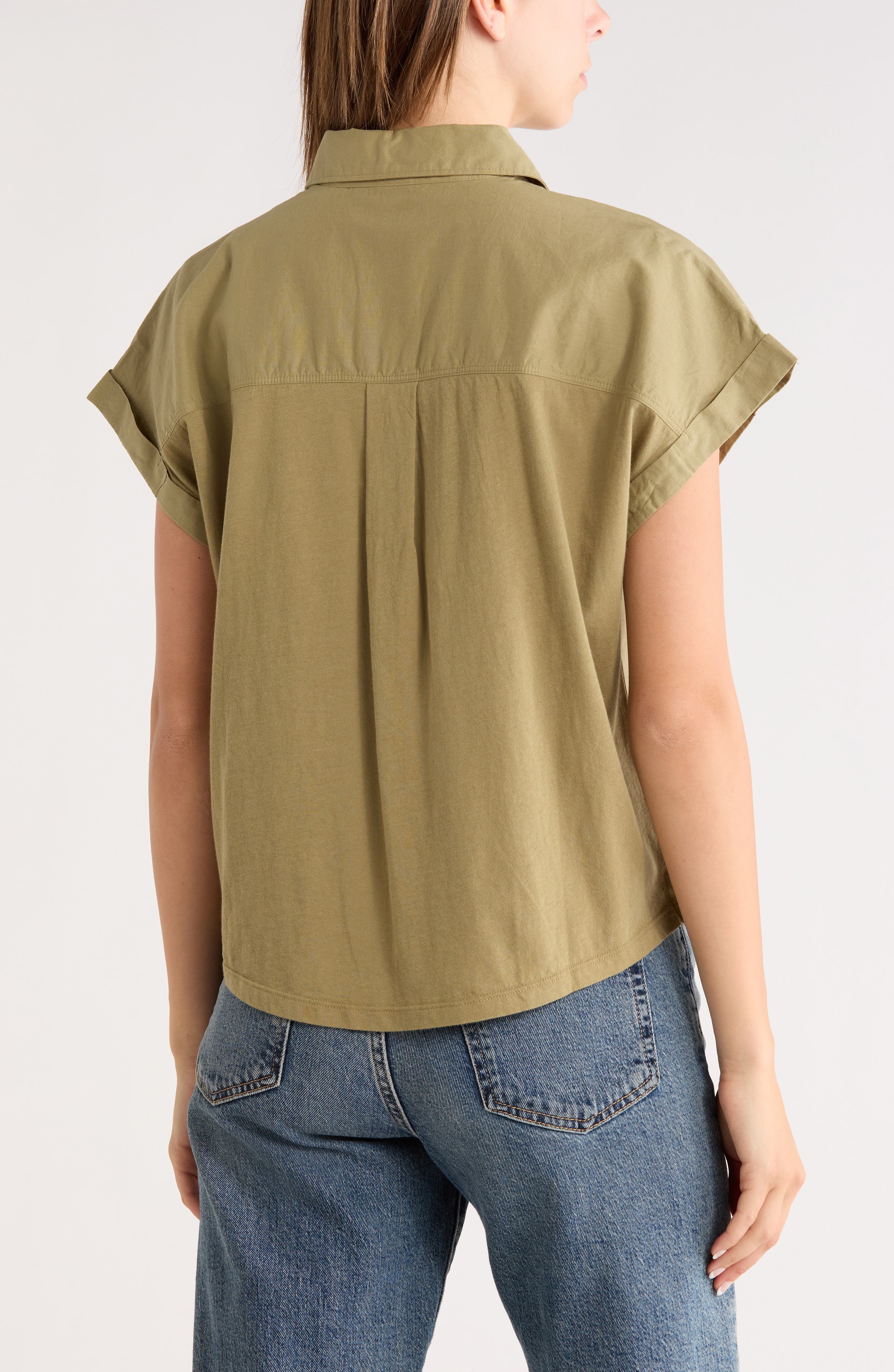 Mixed Media Button-Up Shirt - image 5
