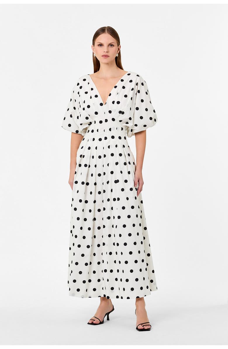 NICHOLAS Vicky Dress, Main, color, White Black Polka Dot