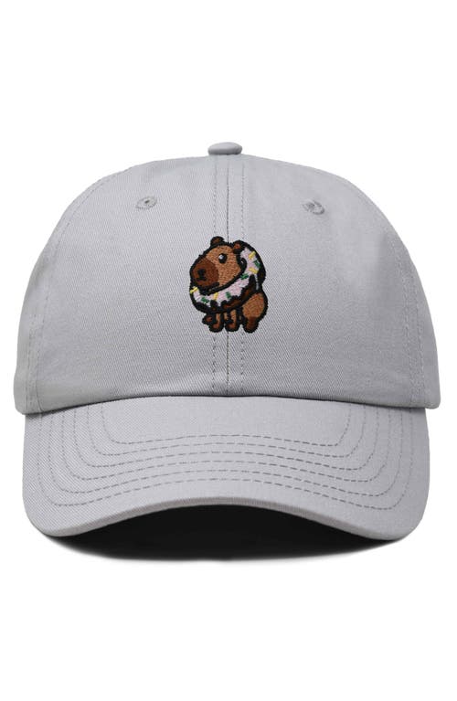 Dalix Capybara Donut Embroidered Cap In Gray