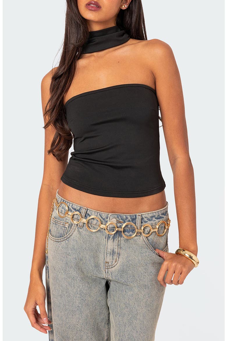 Alyssia Strapless Choker Top, Main, color, BLACK