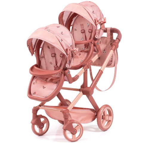 Doll Pram Xeo Twin Double Push Stroller Fits 18" Dolls, Ages 3+
