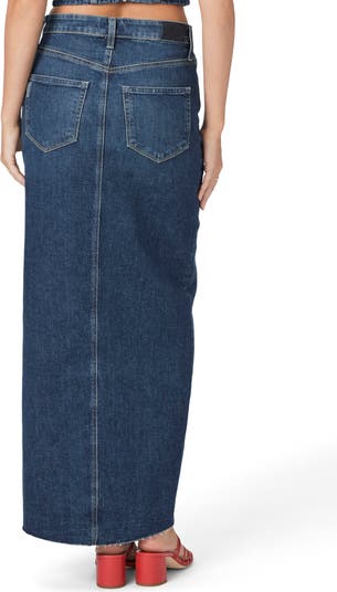 Angela Raw Hem Denim Maxi Skirt