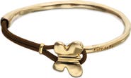 UNODE50 Leather Bracelet with Gold-Tone Butterfly