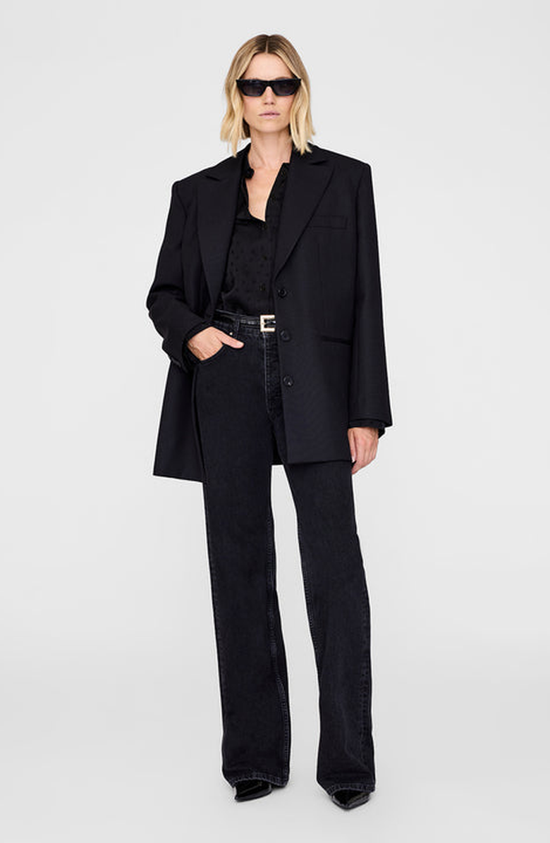 ANINE BING Amanda Dot Jacquard Shirt, Alternate, color, Black Dot Jacquard