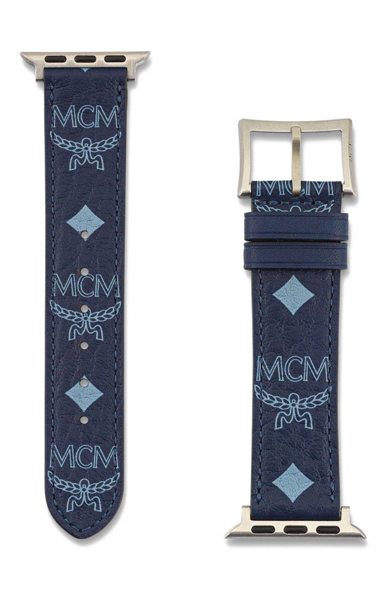 MCM Apple Watch Band in Visetos- S/M, Alternate, color, Blue