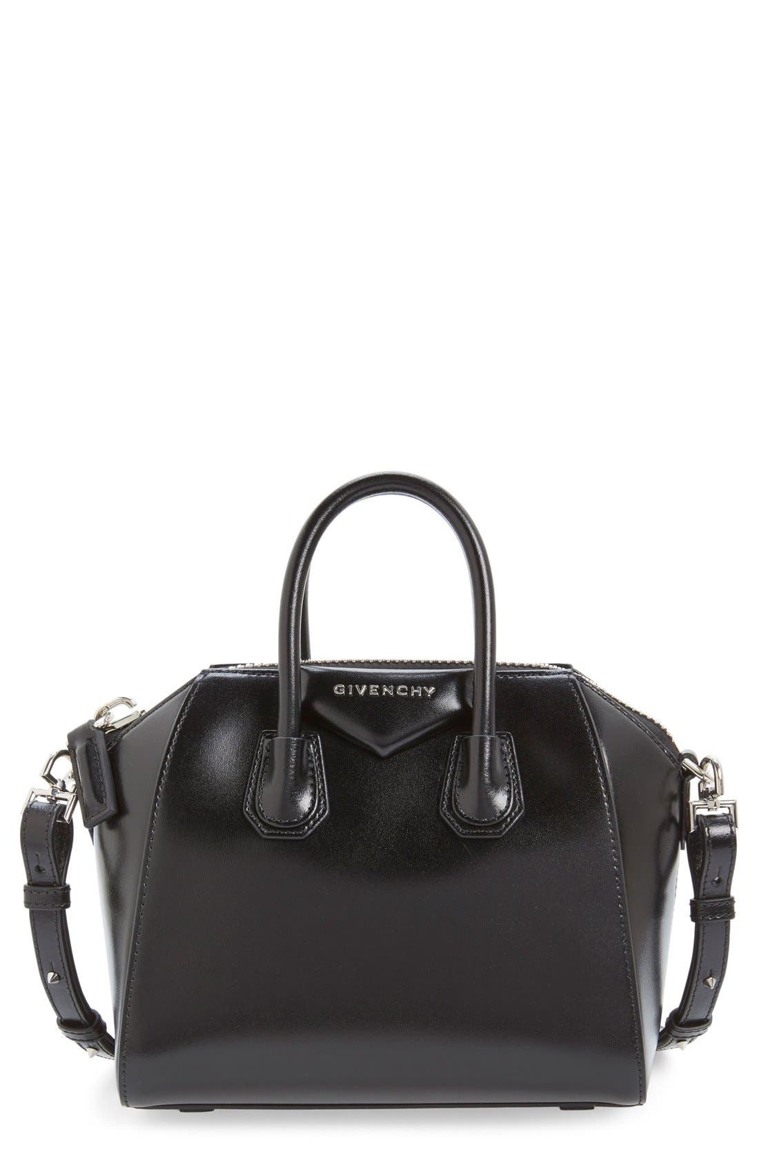 Givenchy Mini Antigona Box Leather Satchel, Main, color, 
