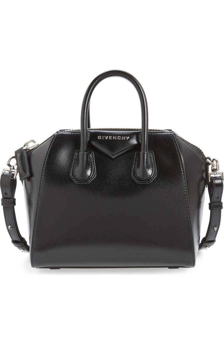 Givenchy Mini Antigona Box Leather Satchel, Main, color,