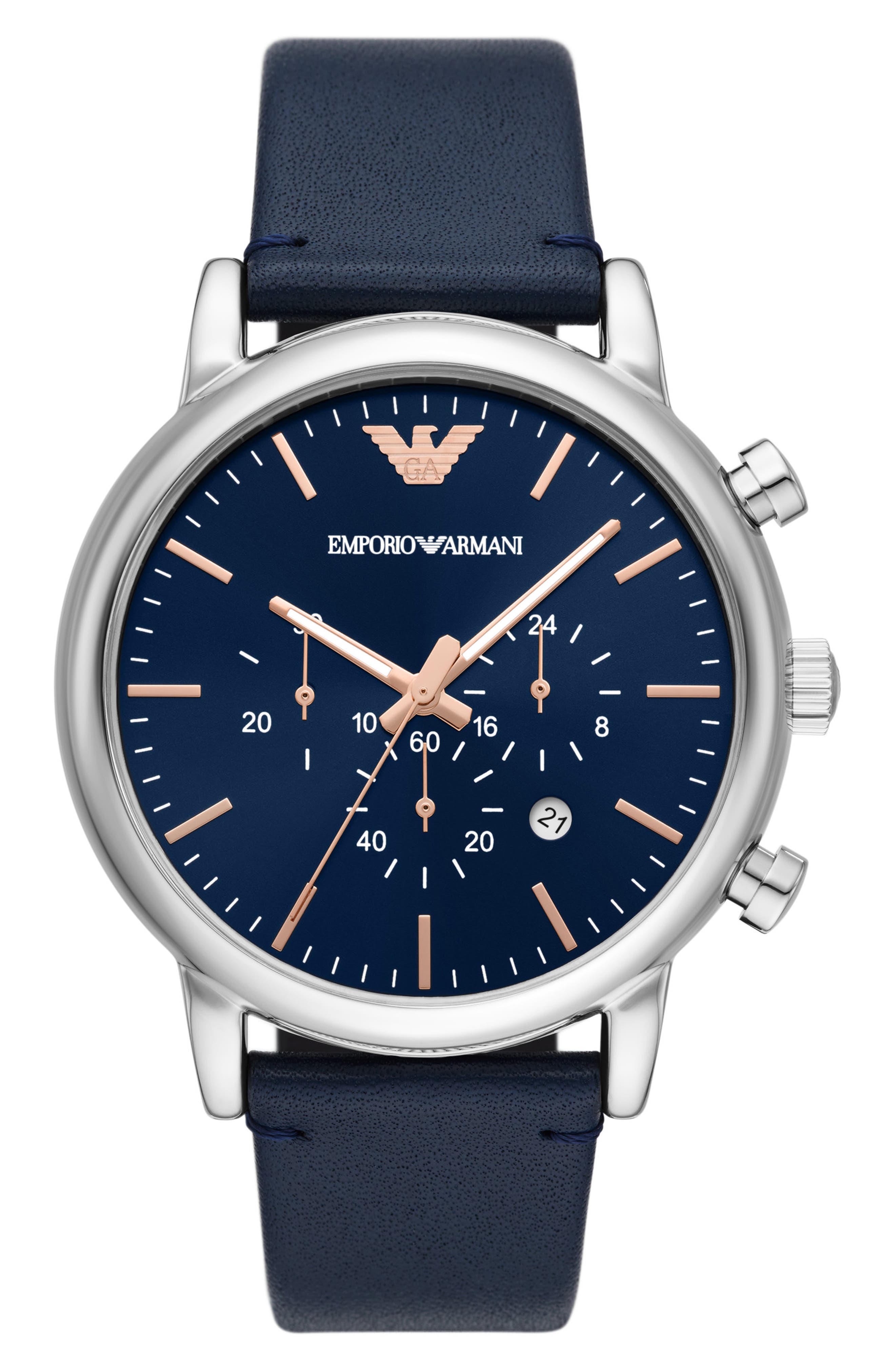 Emporio Armani Leather Strap Chronograph Watch, 46mm
