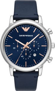 Emporio Armani Leather Strap Chronograph Watch, 46mm