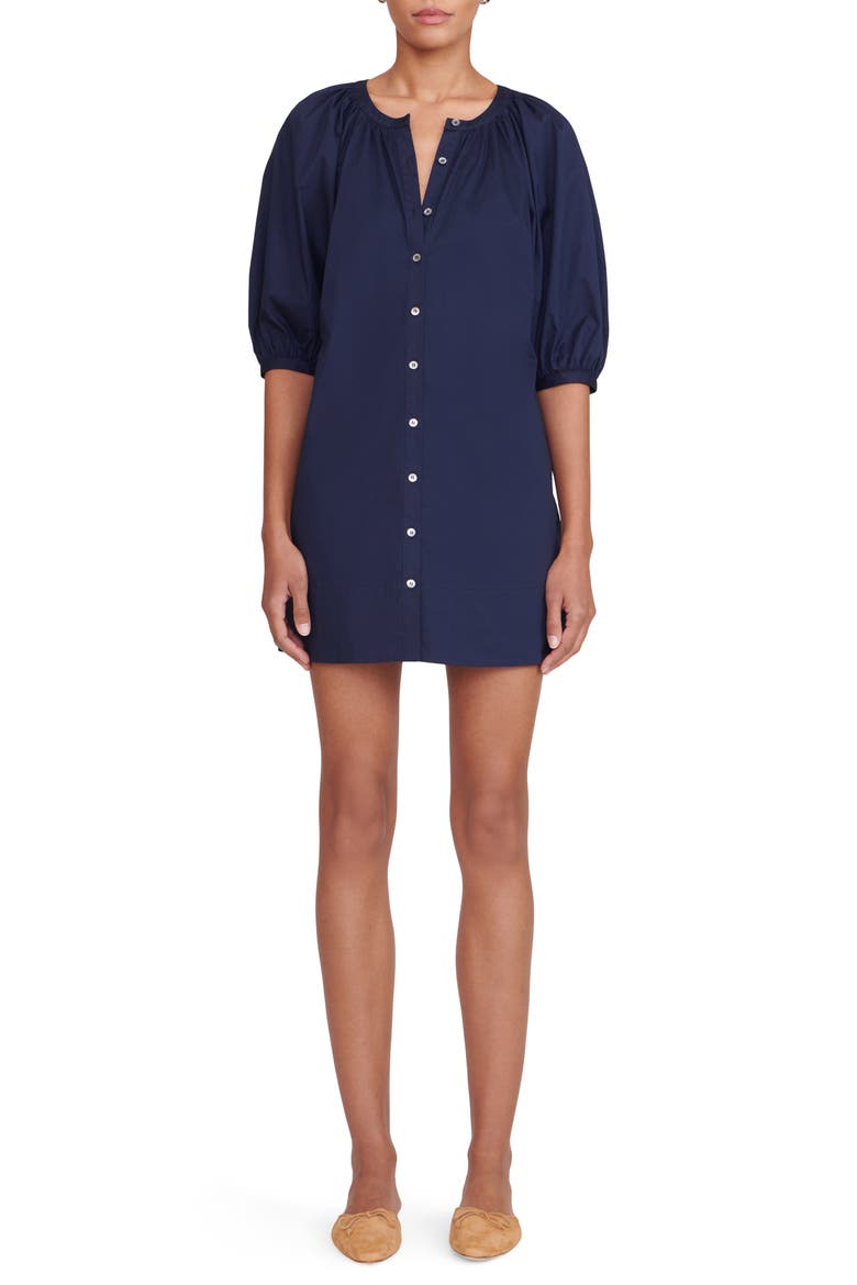Vincent Stretch Cotton Mini Shirtdress, Main, color, NAVY