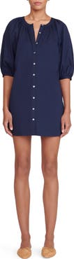 STAUD Vincent Stretch Cotton Mini Shirtdress