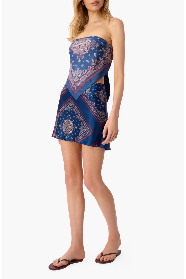 Aviva Stretch Silk Miniskirt, Alternate, color, MARINERS BANDANA