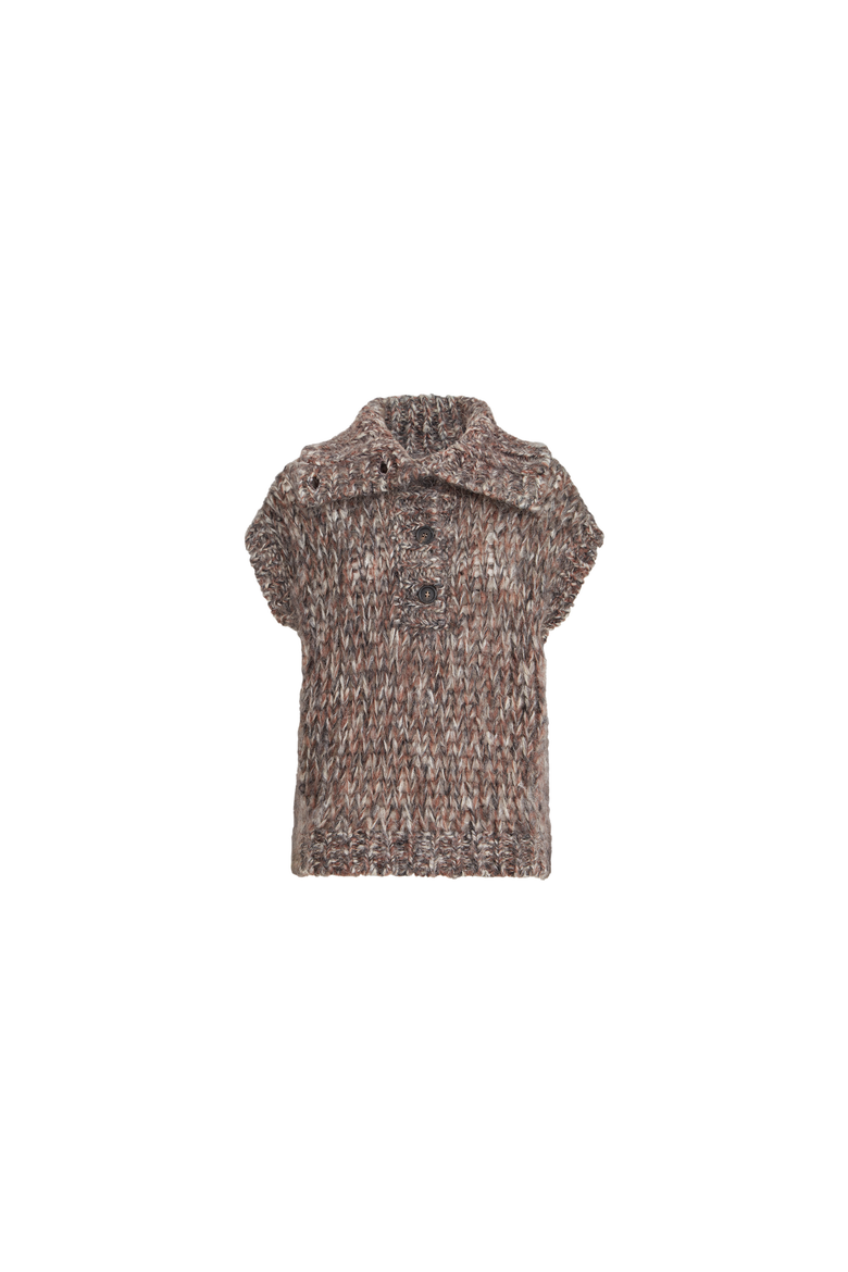 Malfilé mohair turtleneck sweater vest, Alternate, color, Bark