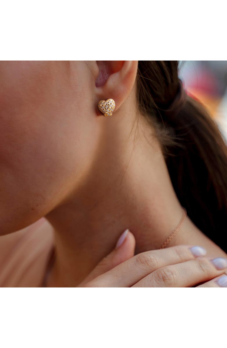 DELMAR Diamond Lattice Heart Stud Earrings - 0.024 ctw, Alternate, color, White