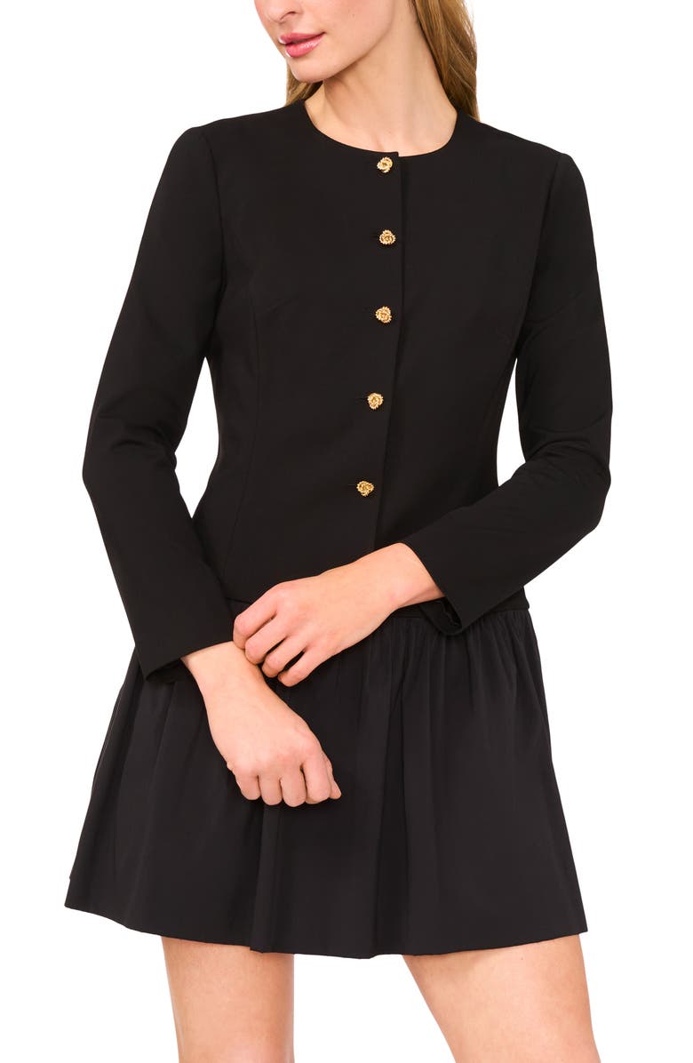 Ted Baker Long Sleeve Mixed Media Dress, Main, color, Rich Black