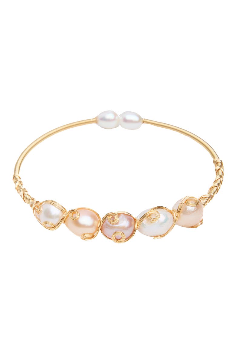 Freshwater Pearl Bangle Bracelet, Main, color, 14K GOLD/ FRESHWATER PEARL