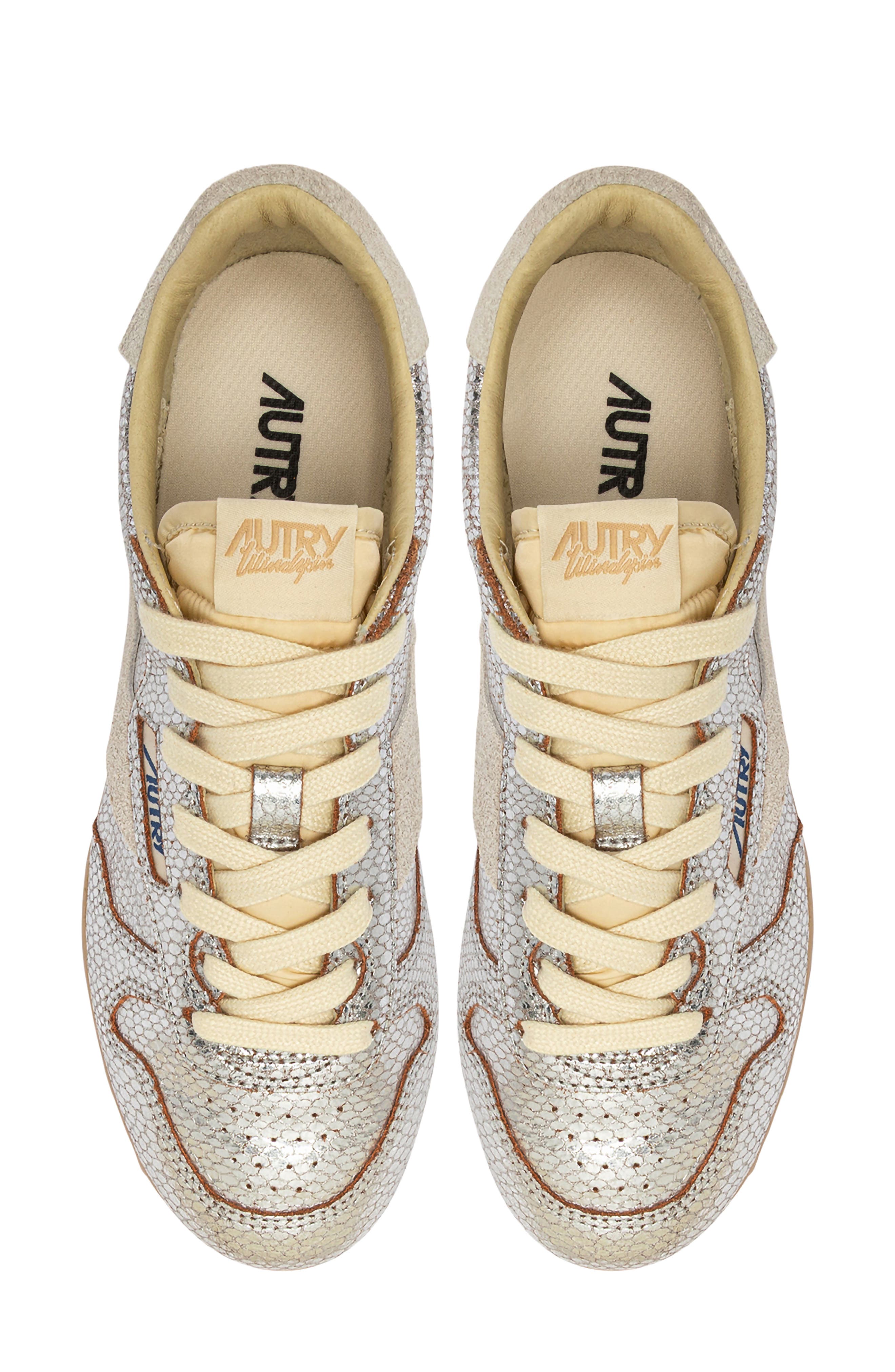 Windspin Low Leather Sneaker, Alternate, color, SNAKE PRINT/ SILVER
