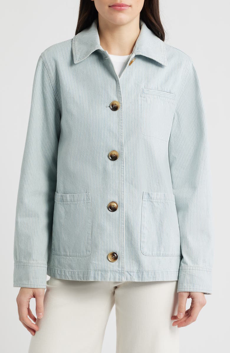 Bernardo Stripe Denim Jacket, Alternate, color, Light Blue