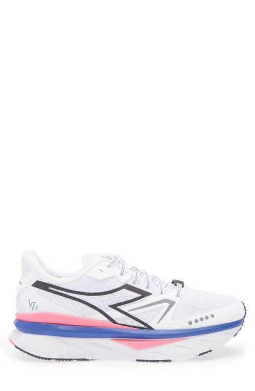 Diadora Atomo V7000-2 Running Shoe In White/surt The Web/pink Fluo