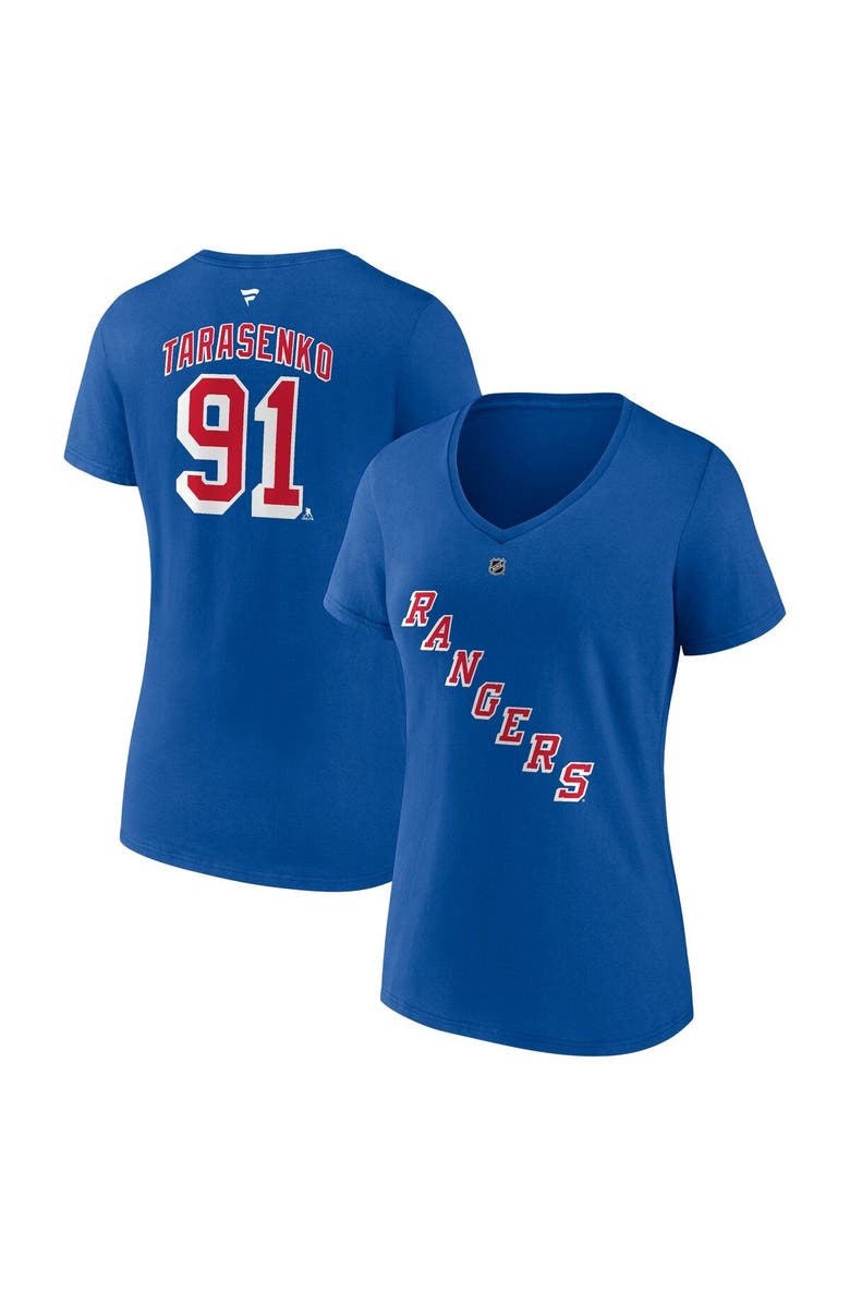 FANATICS Women's Fanatics Branded Vladimir Tarasenko Royal New York Rangers Authentic Stack Name & Number V-Neck T-Shirt, Main, color, 