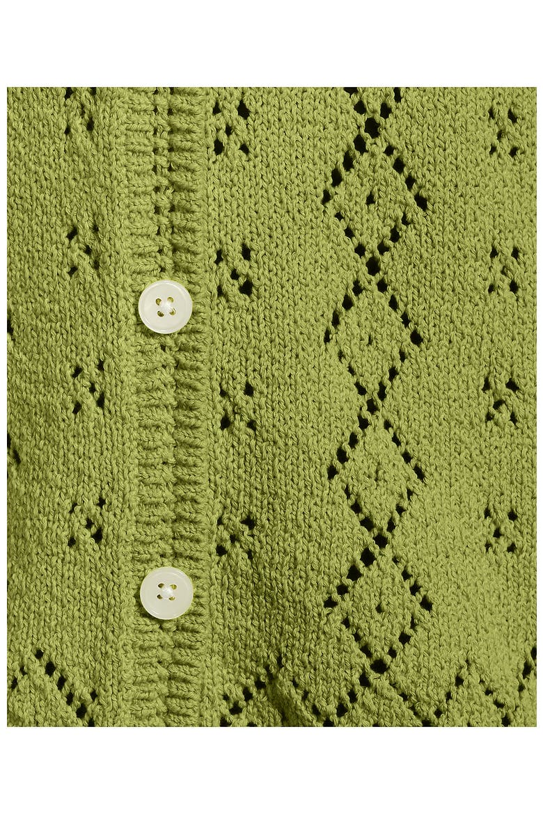 Pointelle Crew Neck Cardigan Sweater, Alternate, color, Bright Pistachio