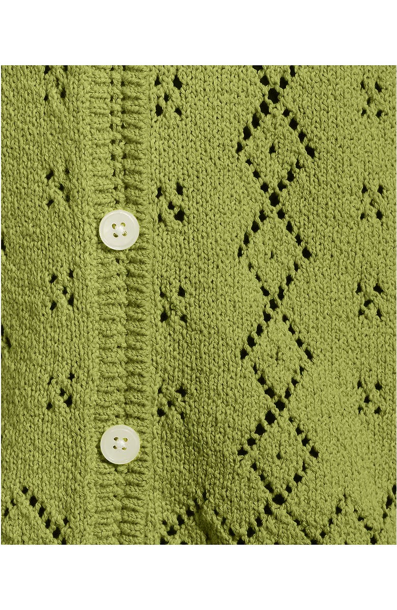 Lands' End Pointelle Crew Neck Cardigan Sweater, Alternate, color, Bright Pistachio