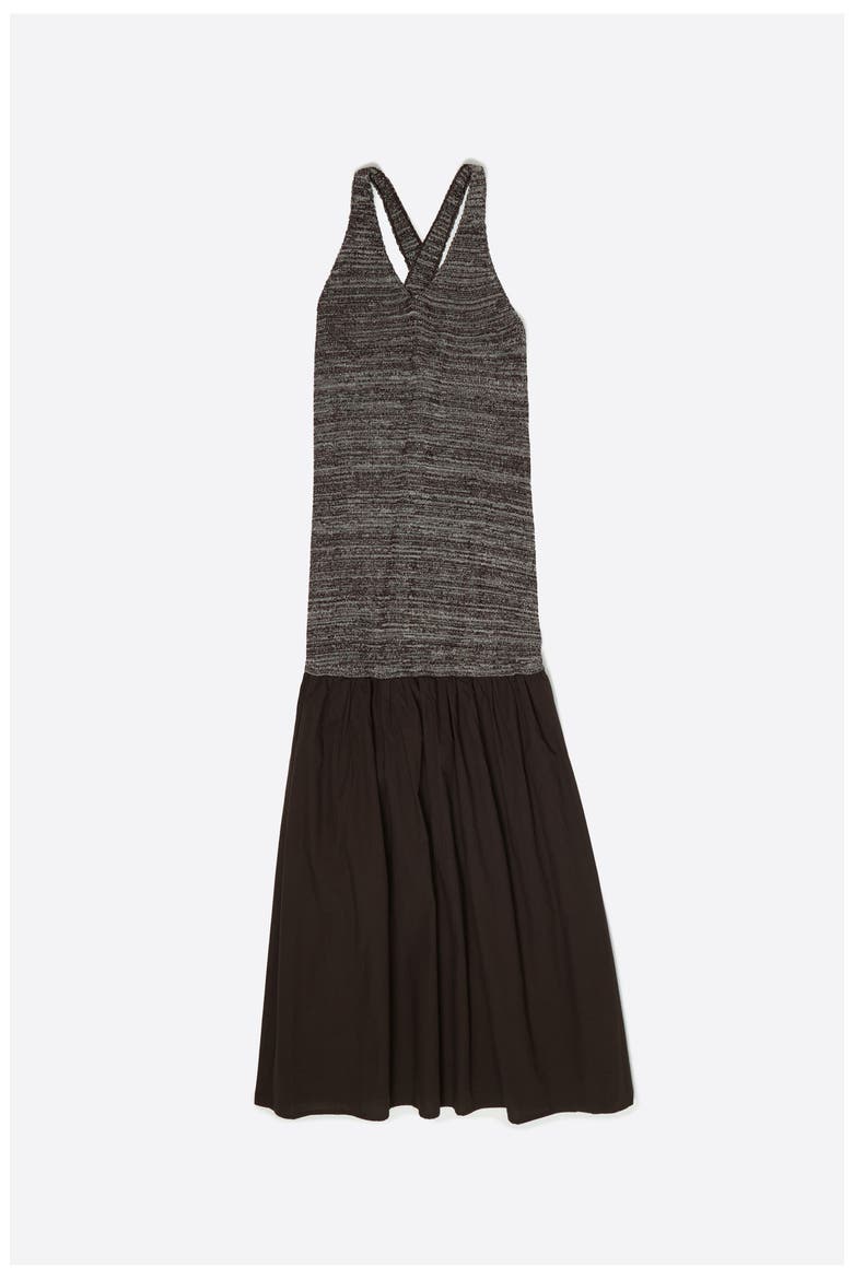 Two-Material Knit Dress, Alternate, color, BROWN