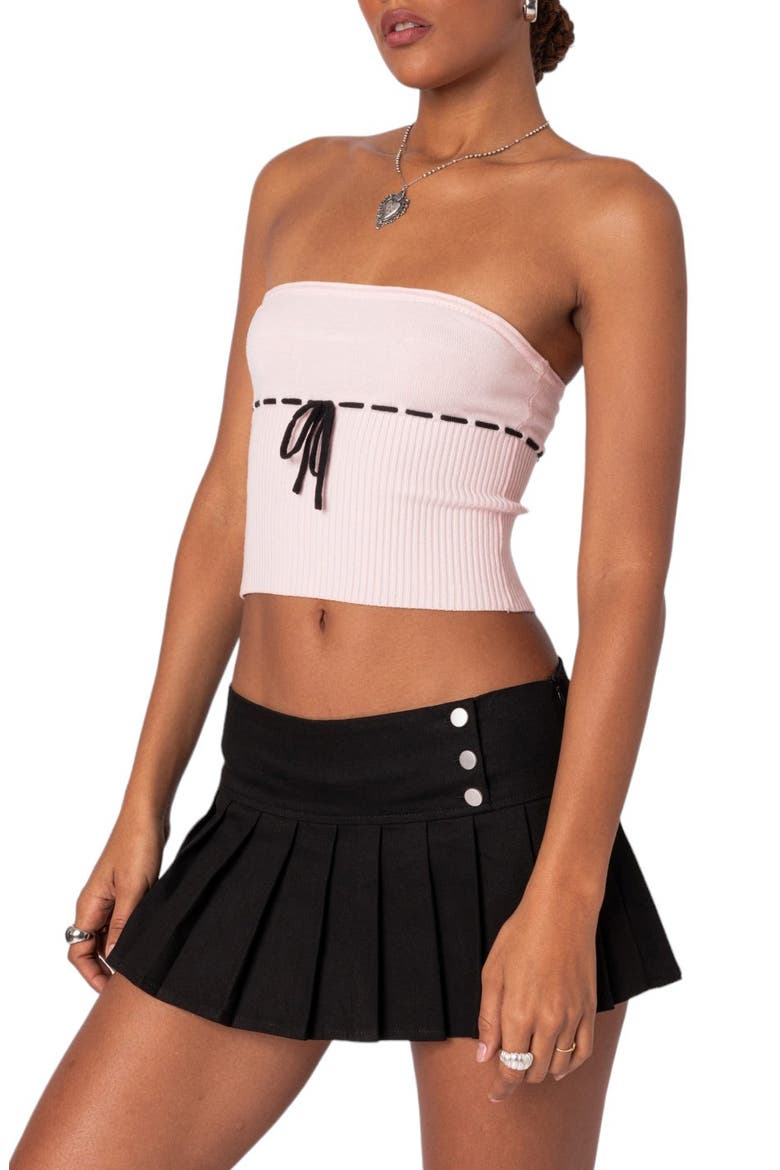 Elise Drawstring Tube Top Sweater, Alternate, color, PINK