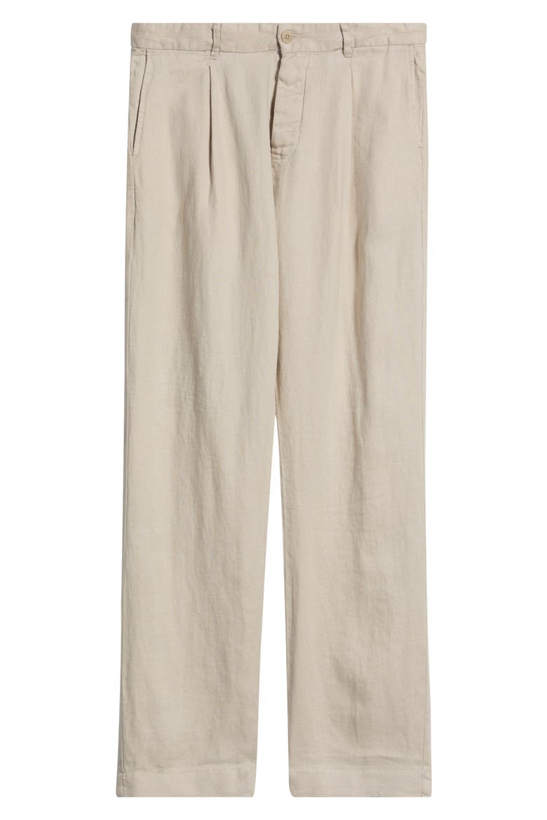 Alta Pleated Linen Trousers, Alternate, color, BONE