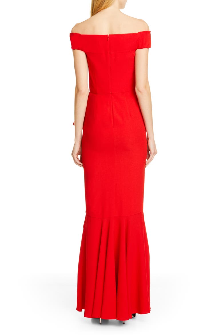 Alexander McQueen Ruffle Off the Shoulder Evening Dress, Alternate, color, LUST RED