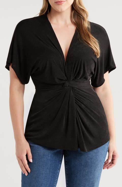 Twist Front Jersey Top (Plus)
