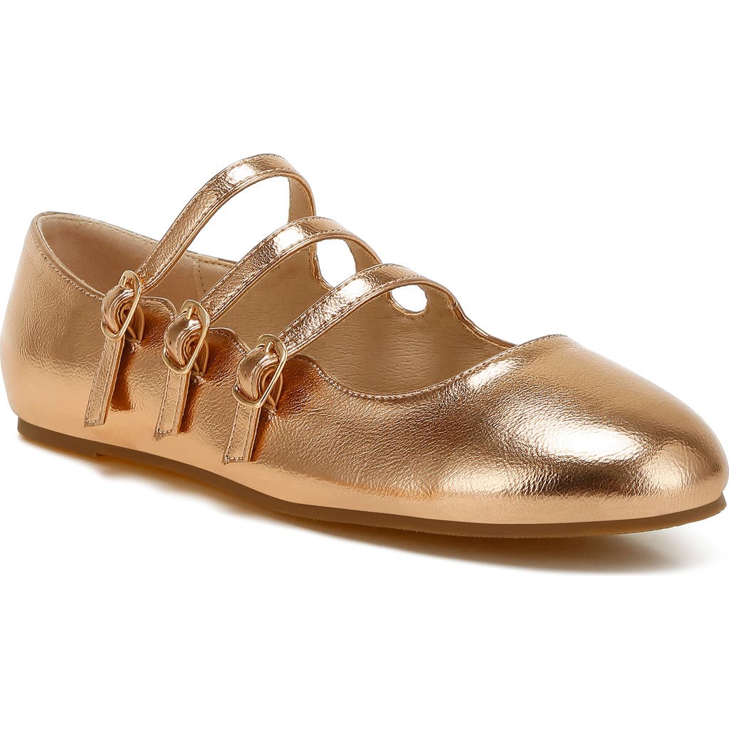 Rag & Co Women's Macarina Triple Strap Mary Jane Sandals In Rose Gold In Rose Gold