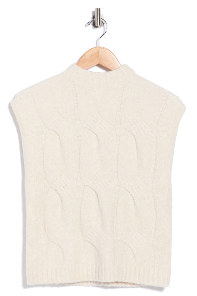 Cable Stitch Mock Neck Sweater Vest, Alternate, color, TURTLEDOVE