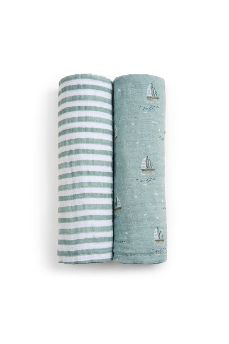 Boutique 2-Pack 100% Organic Cotton Muslin Swaddles, Main, color, Sailing Seas
