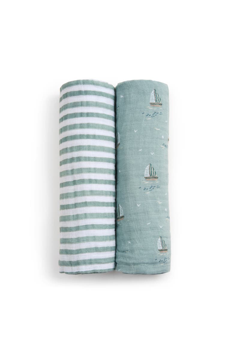 aden + anais 2-Pack 100% Organic Cotton Muslin Swaddles, Main, color, Sailing Seas