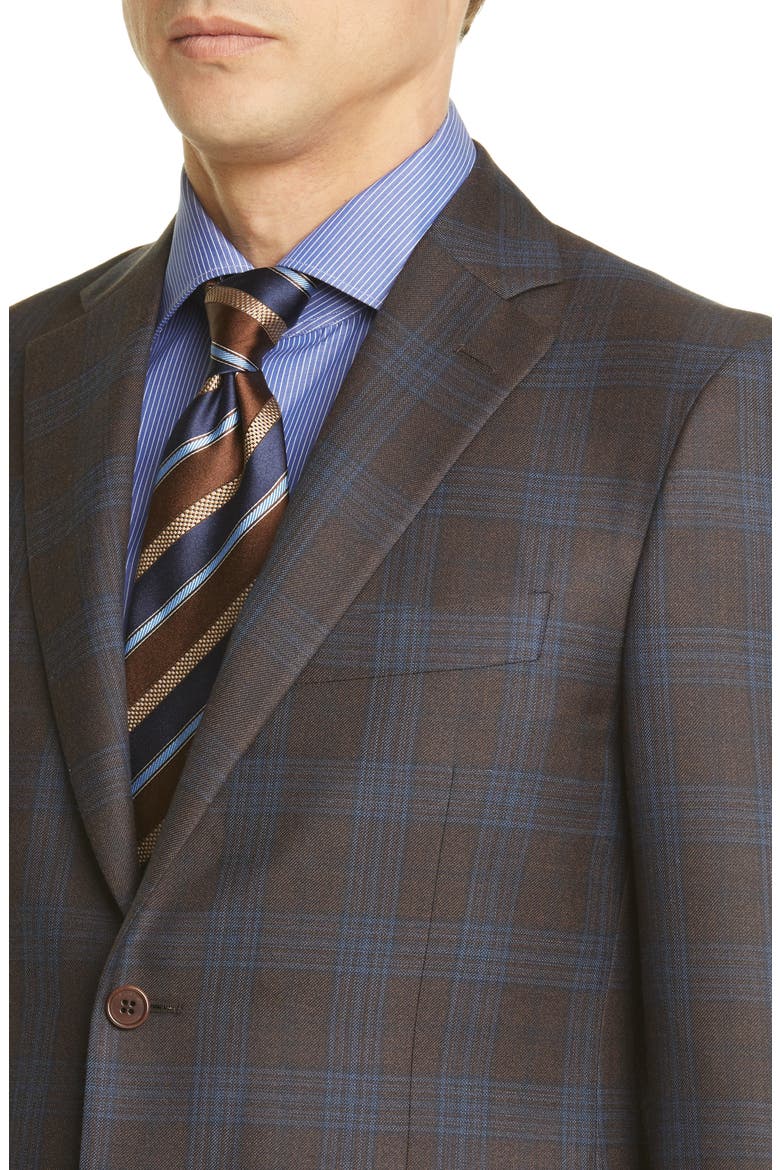 Sienna Soft Classic Fit Plaid Silk & Wool Sport Coat, Alternate, color, BROWN
