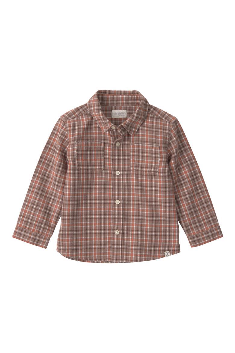 Kids' Organic Cotton Flannel Button-Up Shirt, Main, color, BROWN PLAID