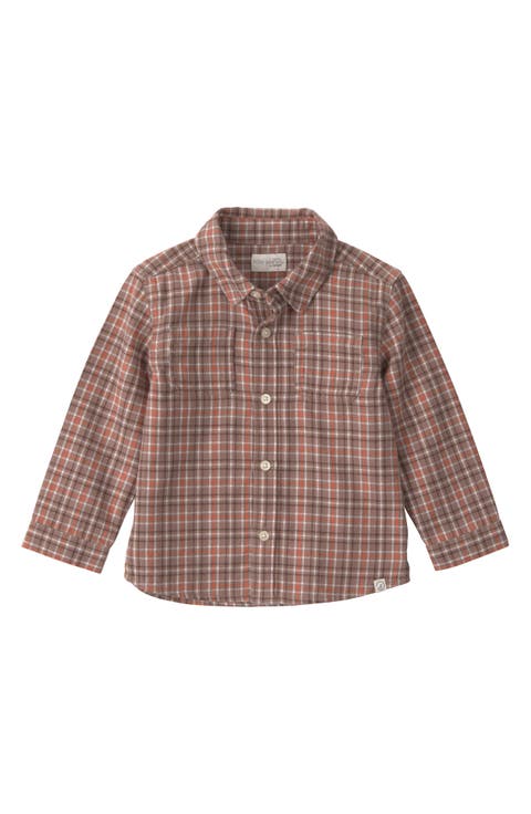 Kids' Organic Cotton Flannel Button-Up Shirt
